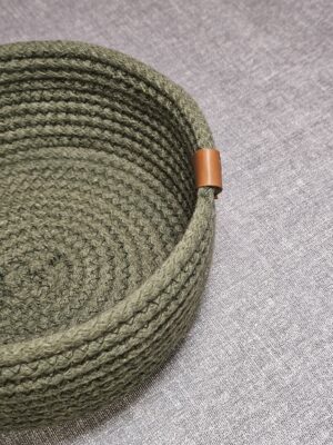 Canasta De Soga De Algodón Artesanal Verde Musgo