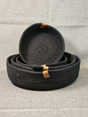 Combo de Cestos de Algodón – 4 Tamaños Color Negro