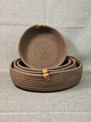 Combo de Cestos de Algodón – 4 Tamaños Color Marrón Africano