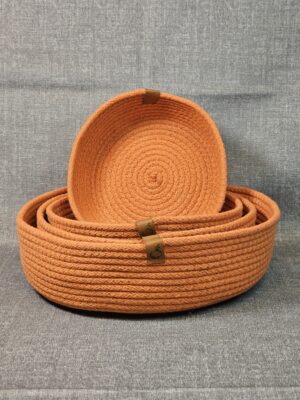 Combo de Cestos de Algodón – 4 Tamaños Color Naranja