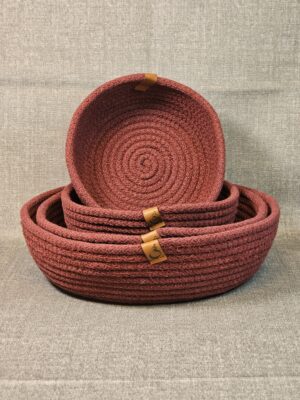 Combo de Cestos de Algodón – 4 Tamaños Color Bordo