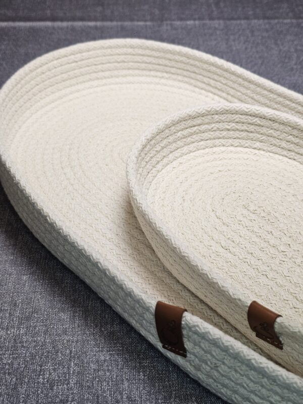 Bandeja Oval De Soga De Algodón Color Crudo