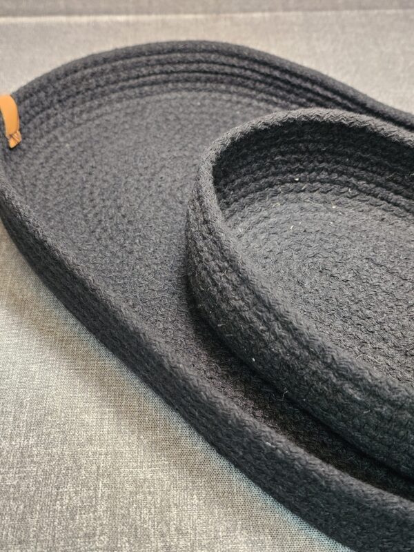 Bandeja Oval De Soga De Algodón Color Negro