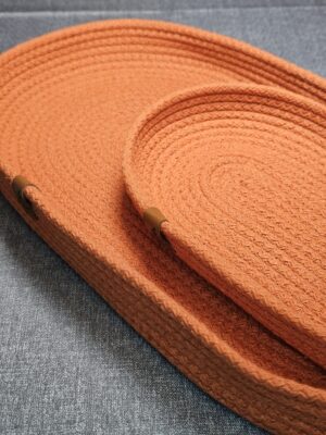 Bandeja Oval De Soga De Algodón Color Naranja