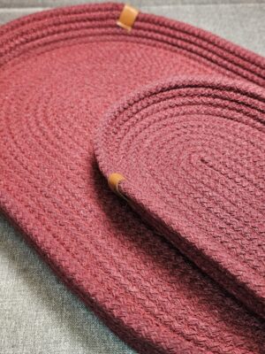 Bandeja Oval De Soga De Algodón Color Bordo