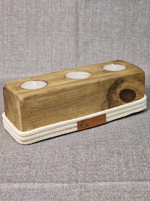 Porta velas Artesanal de Madera y Yute – Estilo Rústico