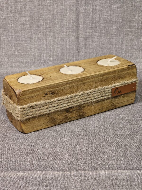 Porta velas Artesanal de Madera y Yute – Estilo Rústico