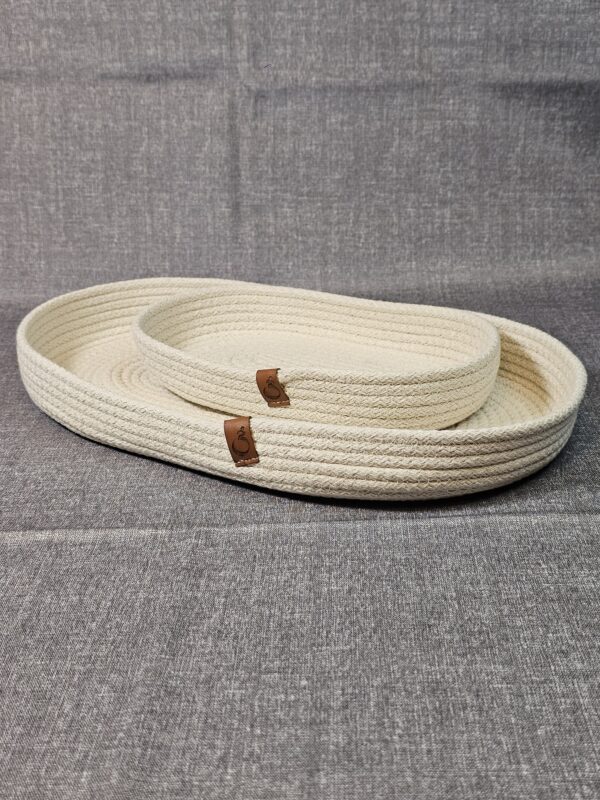 Bandeja Oval De Soga De Algodón Color Crudo