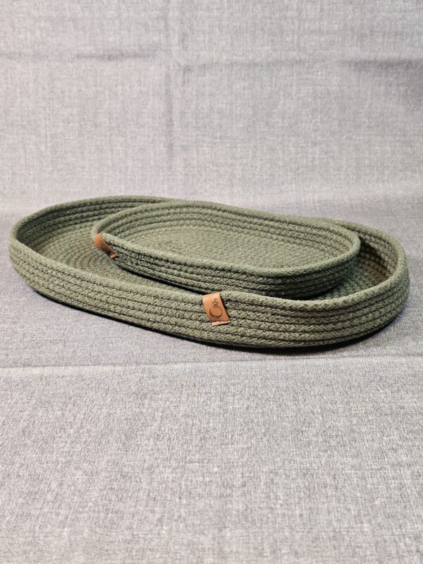 Bandeja Oval De Soga De Algodón Color Verde Musgo