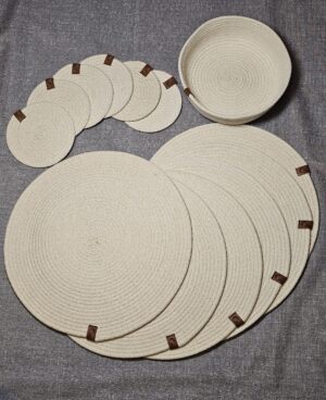 Combo Crudo Individuales + Posavasos + Cesta Artesanal