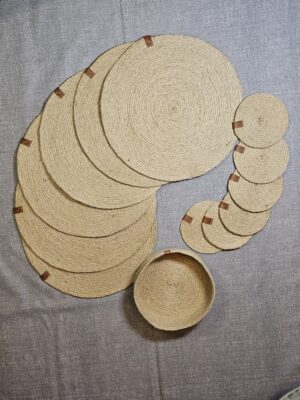 Combo Yute Individuales + Posavasos + Cesta Artesanal