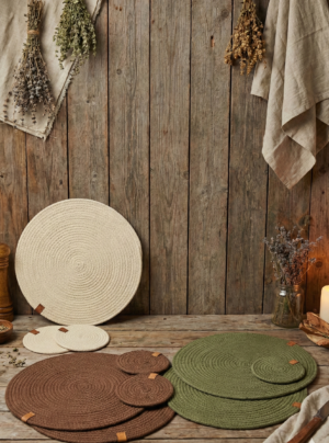 Combo 2 Individuales + 2 Posa Vasos Soga Algodon 7mm