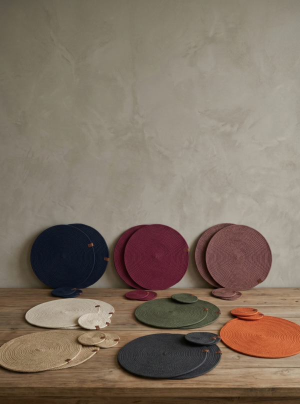 Combo 2 Individuales + 2 Posa Vasos Soga Algodon 7mm