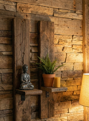 Estante Decorativo de Madera Artesanal – Formato Grande