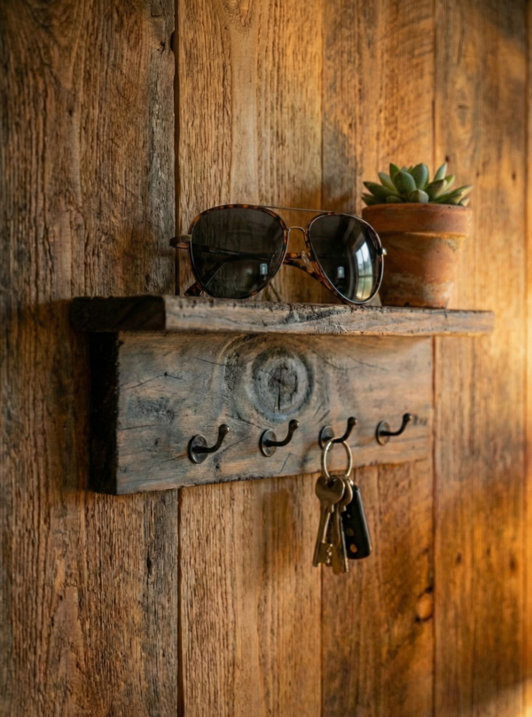 Perchero de Madera Artesanal – 4 Ganchos